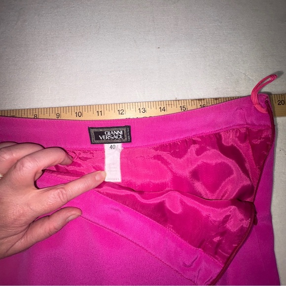 Versace Fuchsia Vintage Mini Skirt with Silver Grommets - Picture 9 of 11